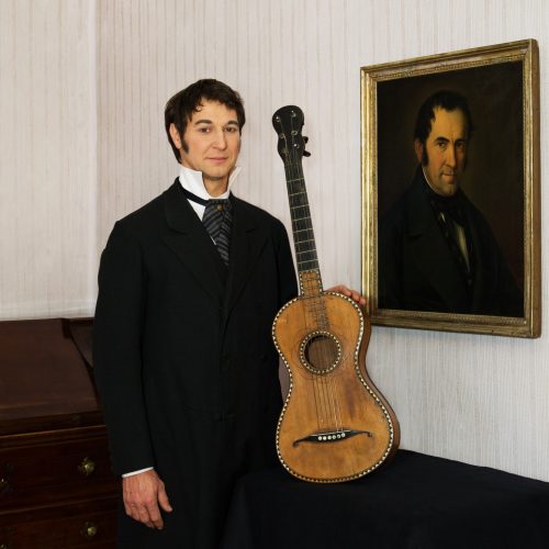 Portrait of Franz Xaver Gruber with his guitar